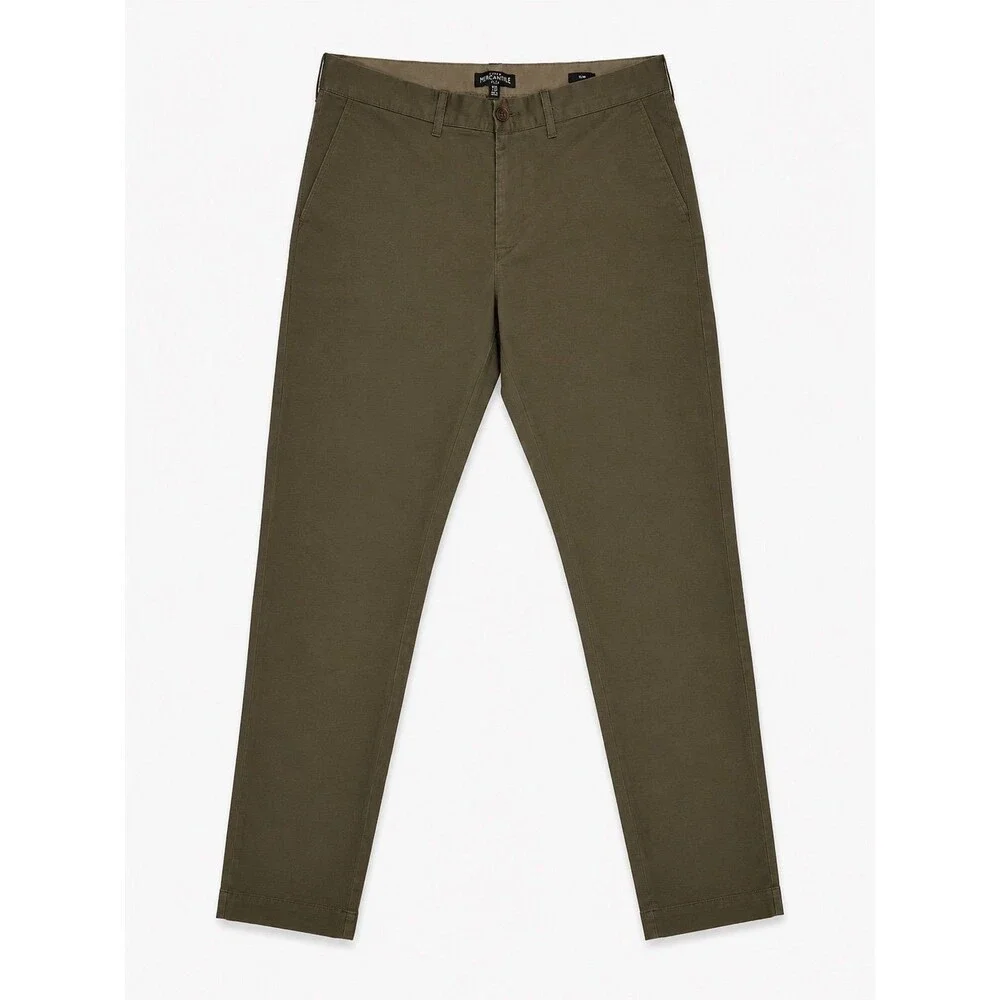 J.Crew Mercantile Flex Slim Chino Pants Men’s 34x32 Olive Green Stretch Flat